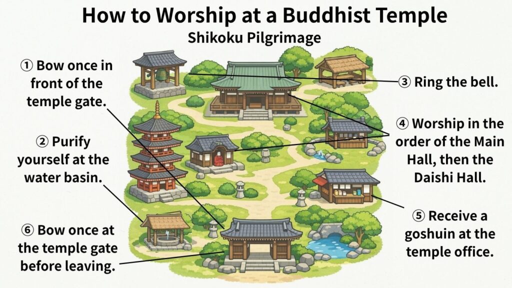 Temple Worship Steps｜Easy-to-Understand Guide with Illustrations