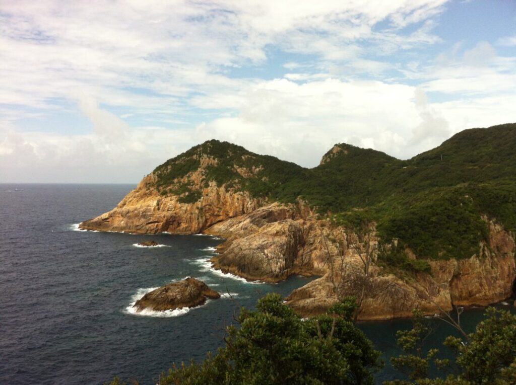The view of the Pacific Ocean seen from Ashizuri Cape.