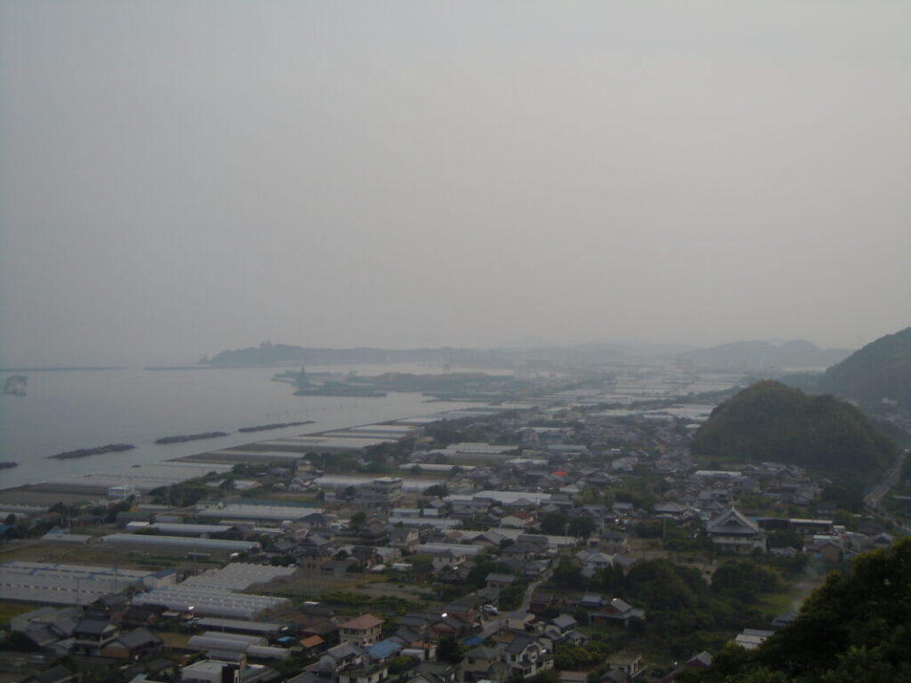 View of Tosa Bay and the town below from the grounds of Zenjibuji