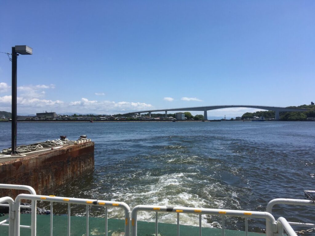 View of Urado Bay and Urado Bridge from the Tanezaki Ferry
